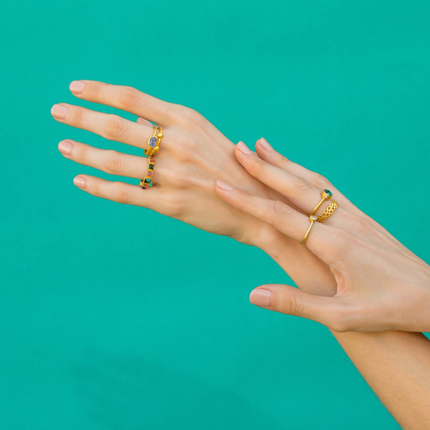 Green & Pink Tourmaline Ring