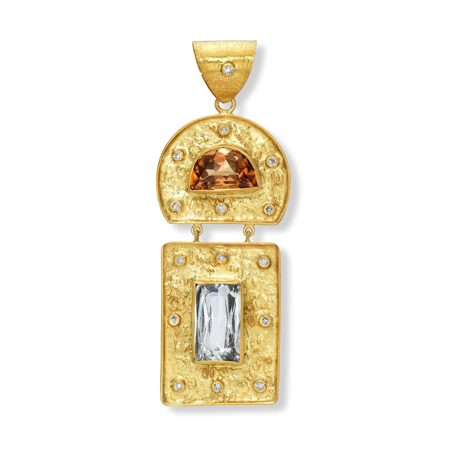 Halfmoon Imperial Topaz & Aquamarine Pendant