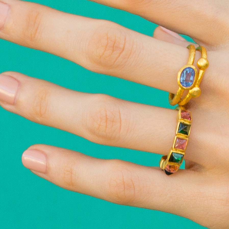 Green & Pink Tourmaline Ring