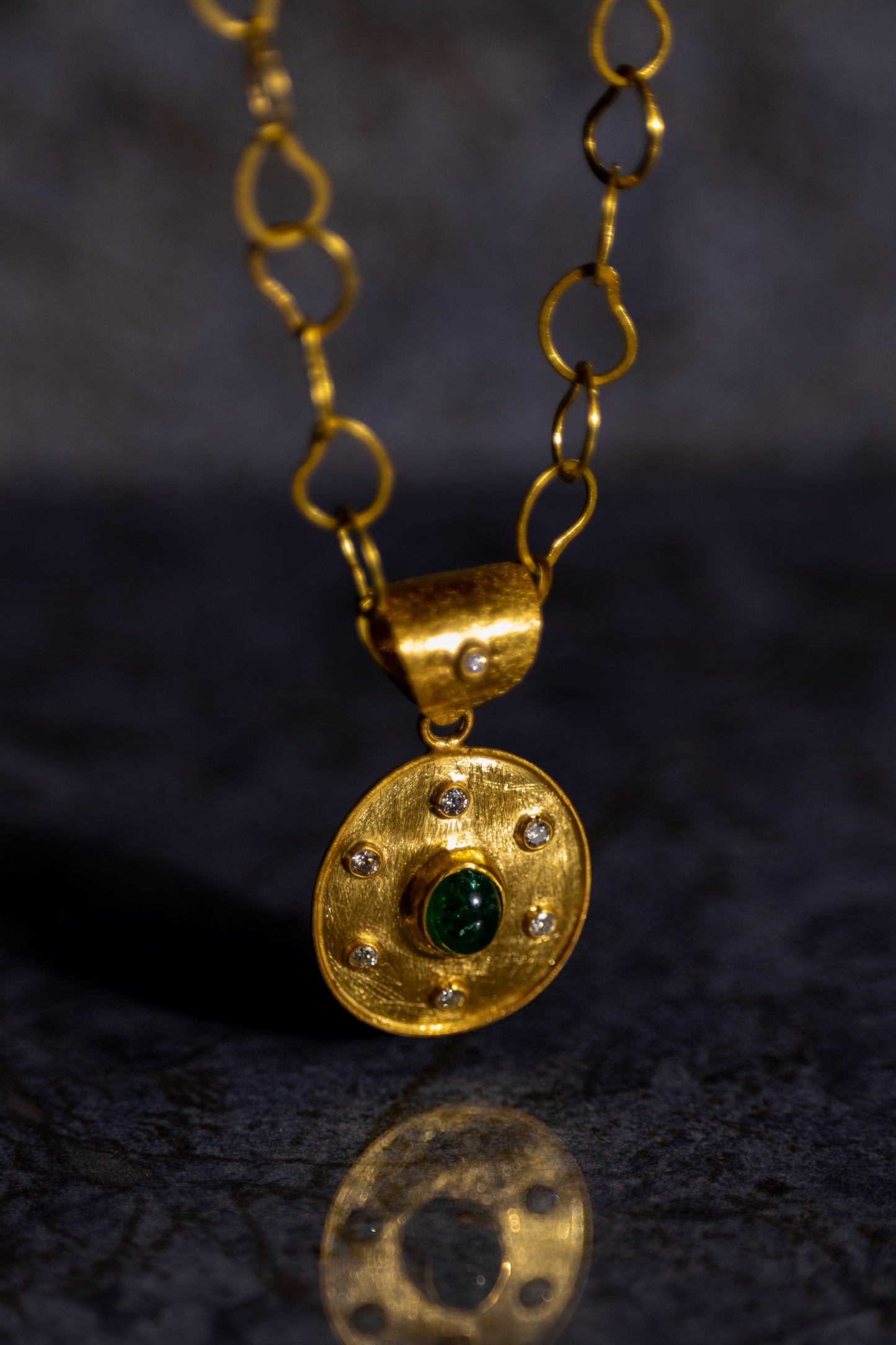 Round Emerald Cabochon Pendant