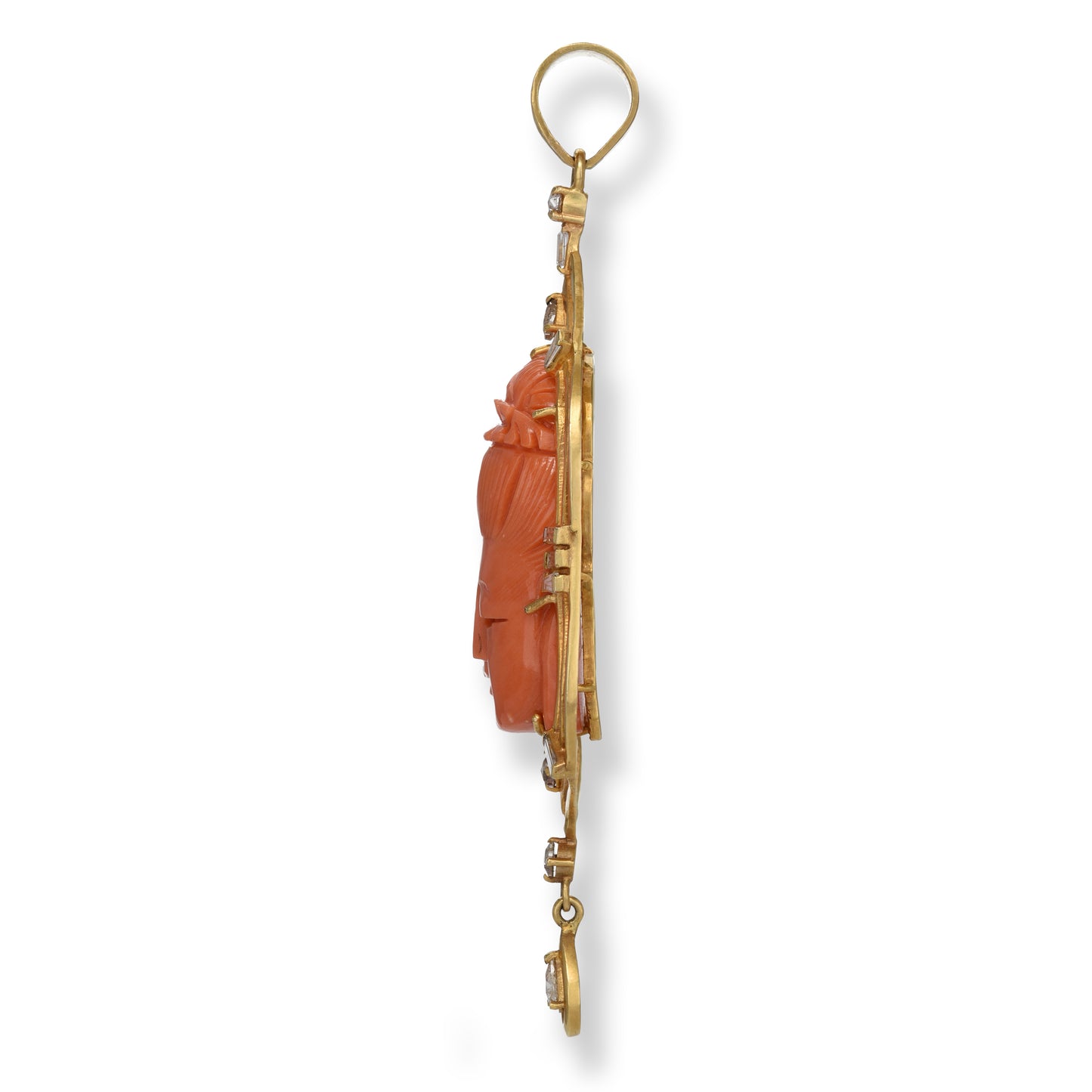 Carved Coral Buddha Pendant