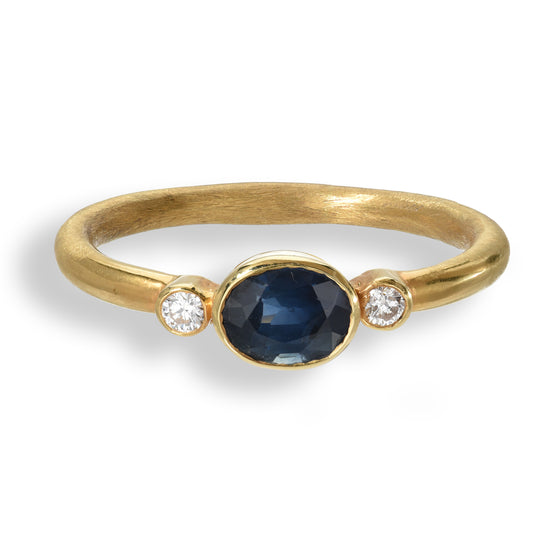 Blue Sapphire & Diamond Ring