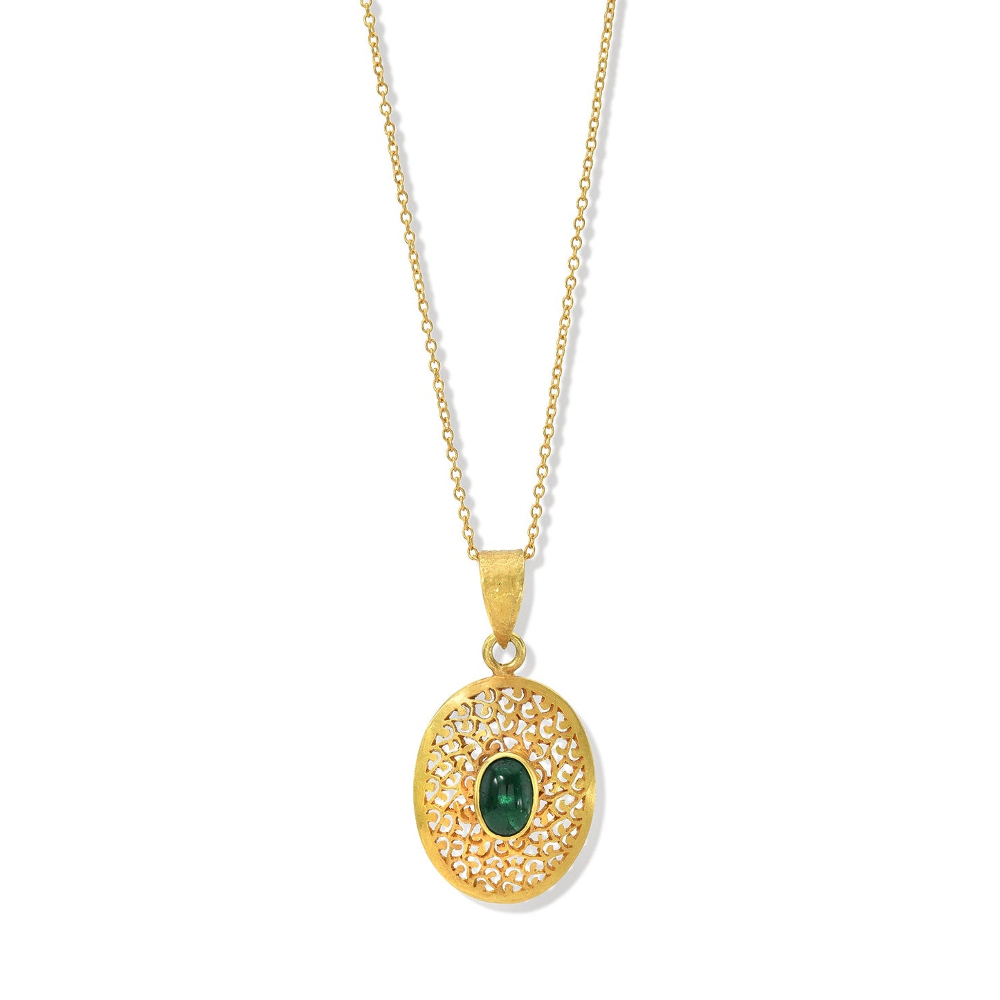 Oval Emerald Cab Pendant