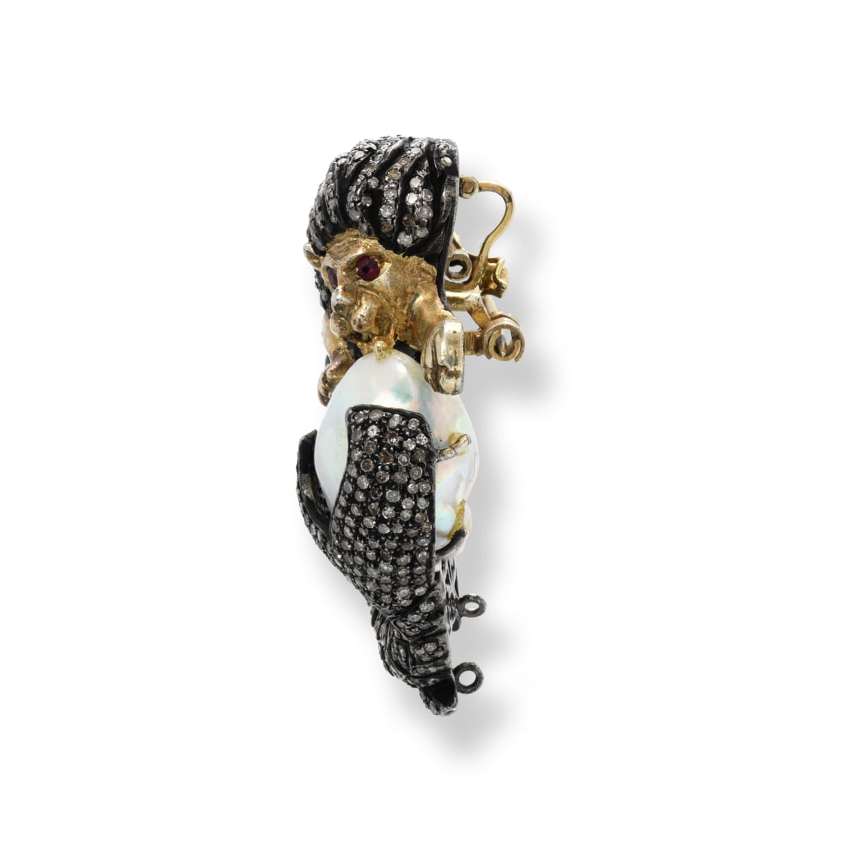 Lion Mermaid Diamond Pendant / Brooch