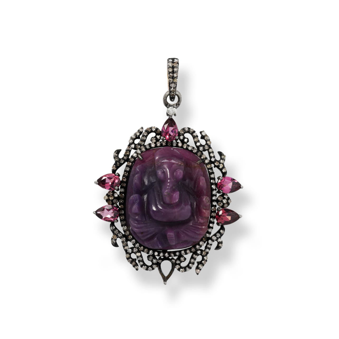 Carved Ruby Ganesh Pendant