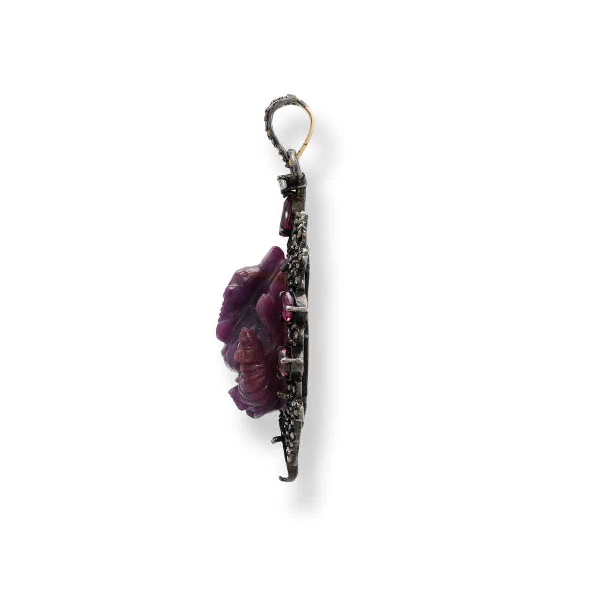 Carved Ruby Ganesh Pendant