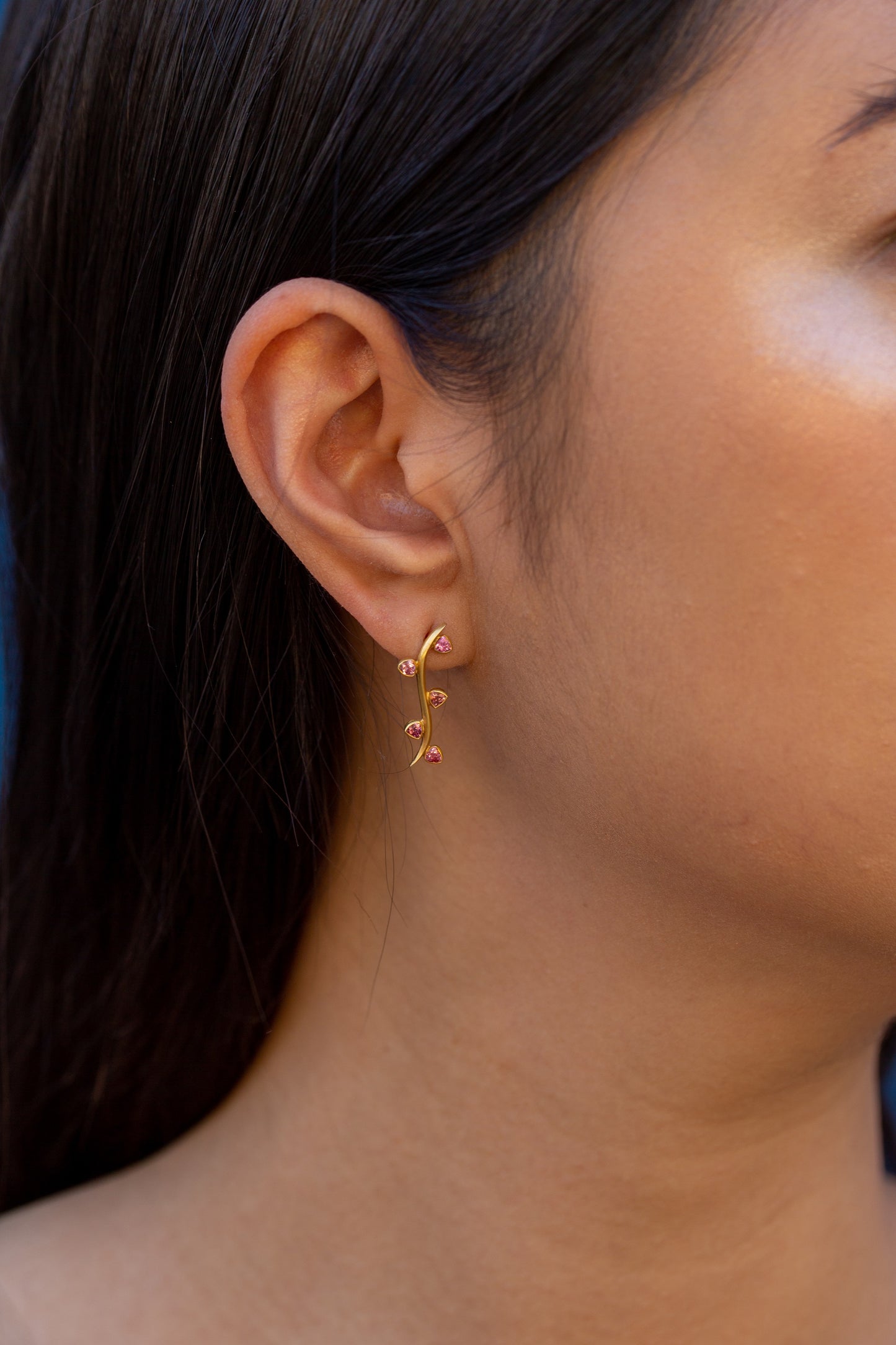Tourmaline Leaf Ear Climber