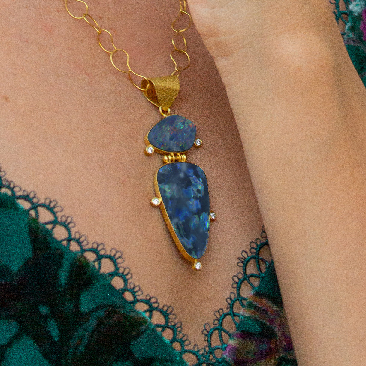 Diamond & Australian Opal Pendant