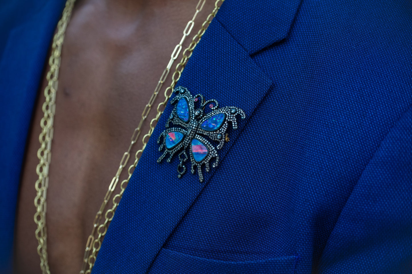 Butterfly Opal & Diamond Pendant / Brooch