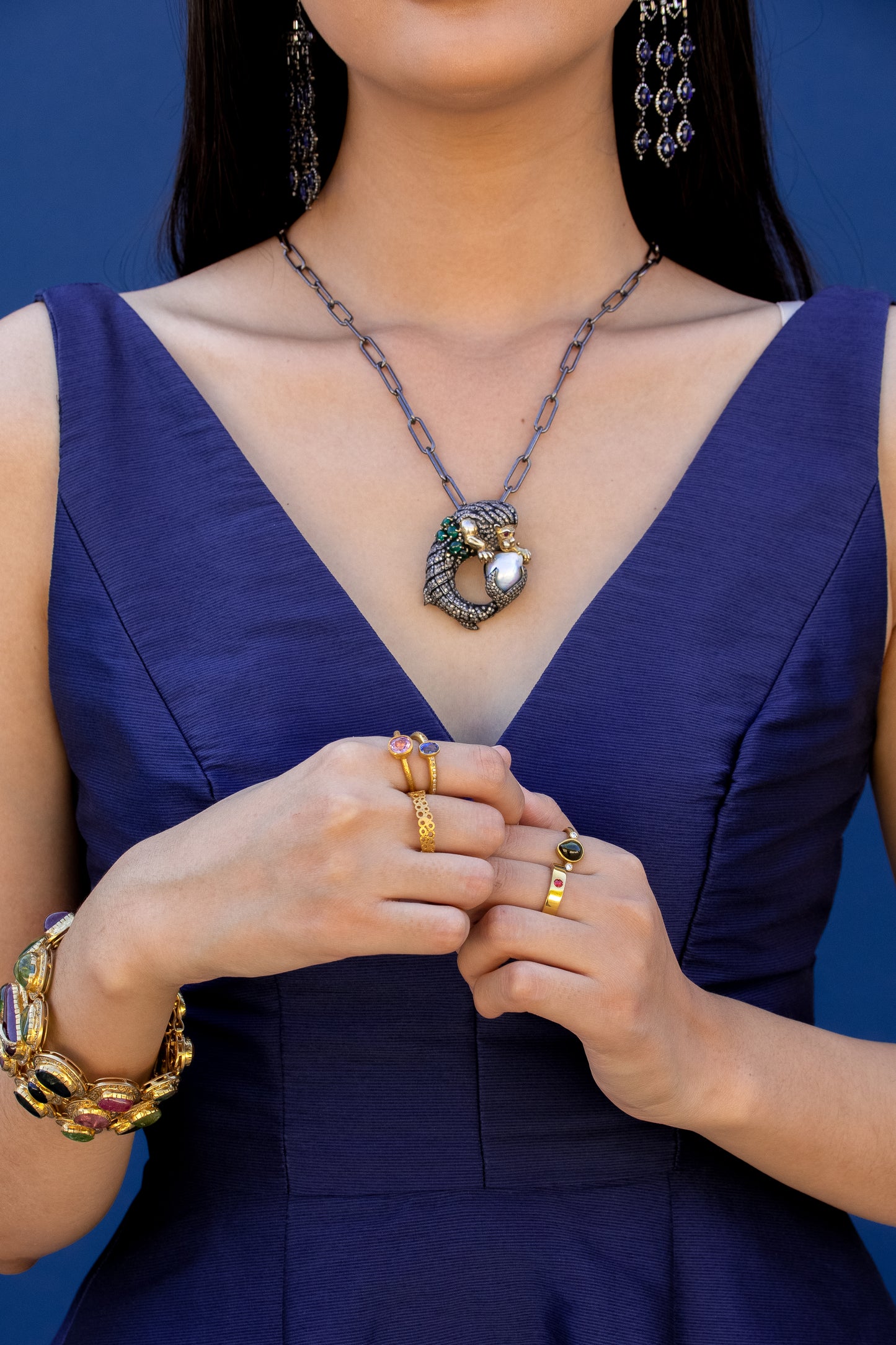Lion Mermaid Diamond Pendant / Brooch