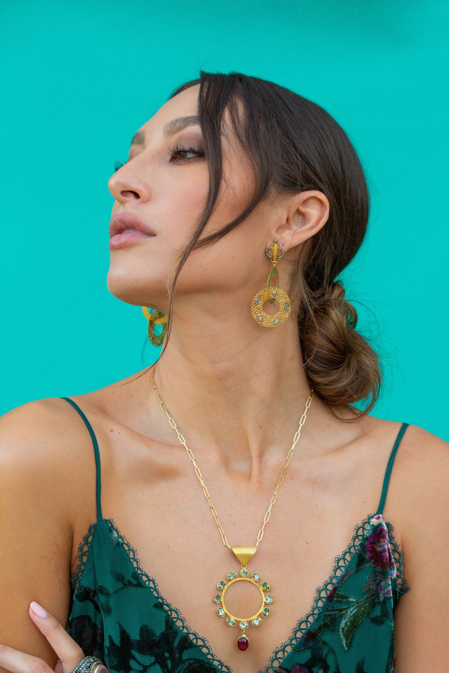 Circle of Protection Peridot & Tourmaline Circle Pendant