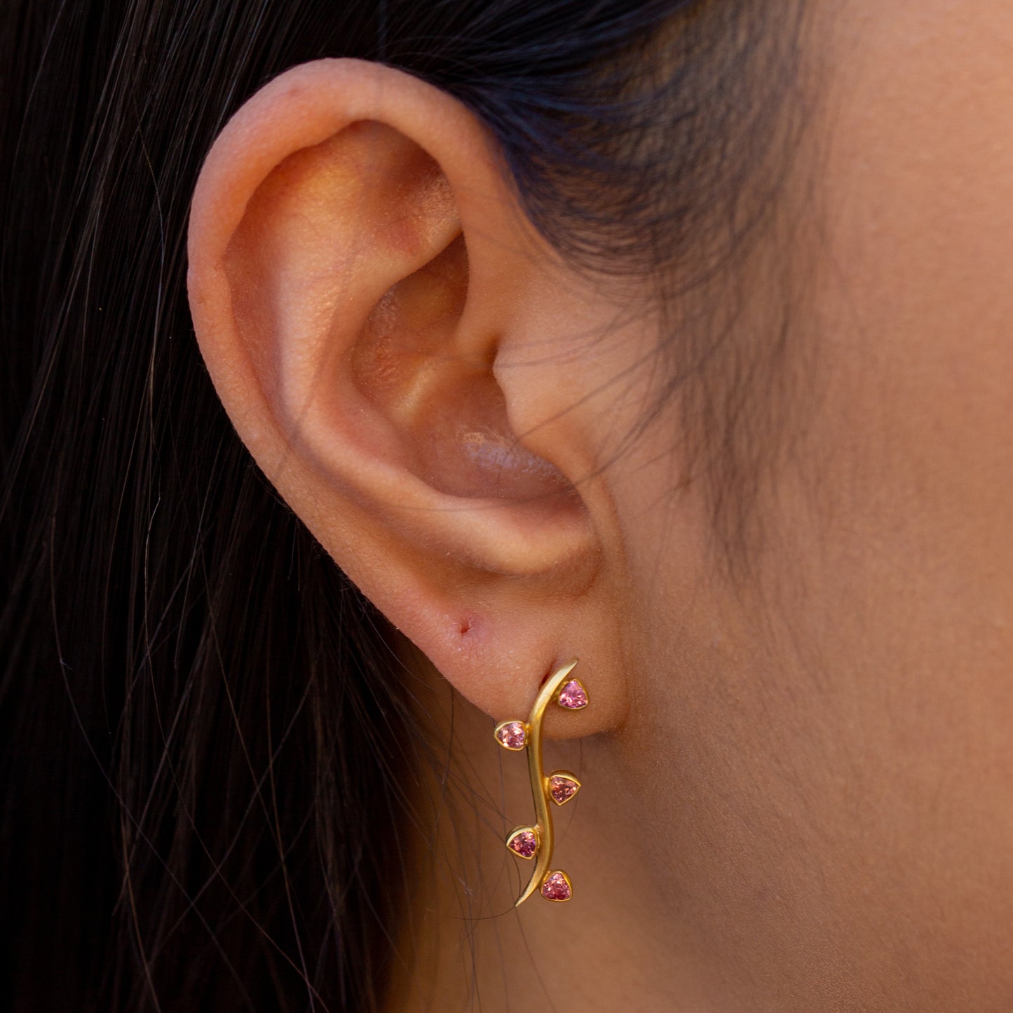 Tourmaline Leaf Ear Climber