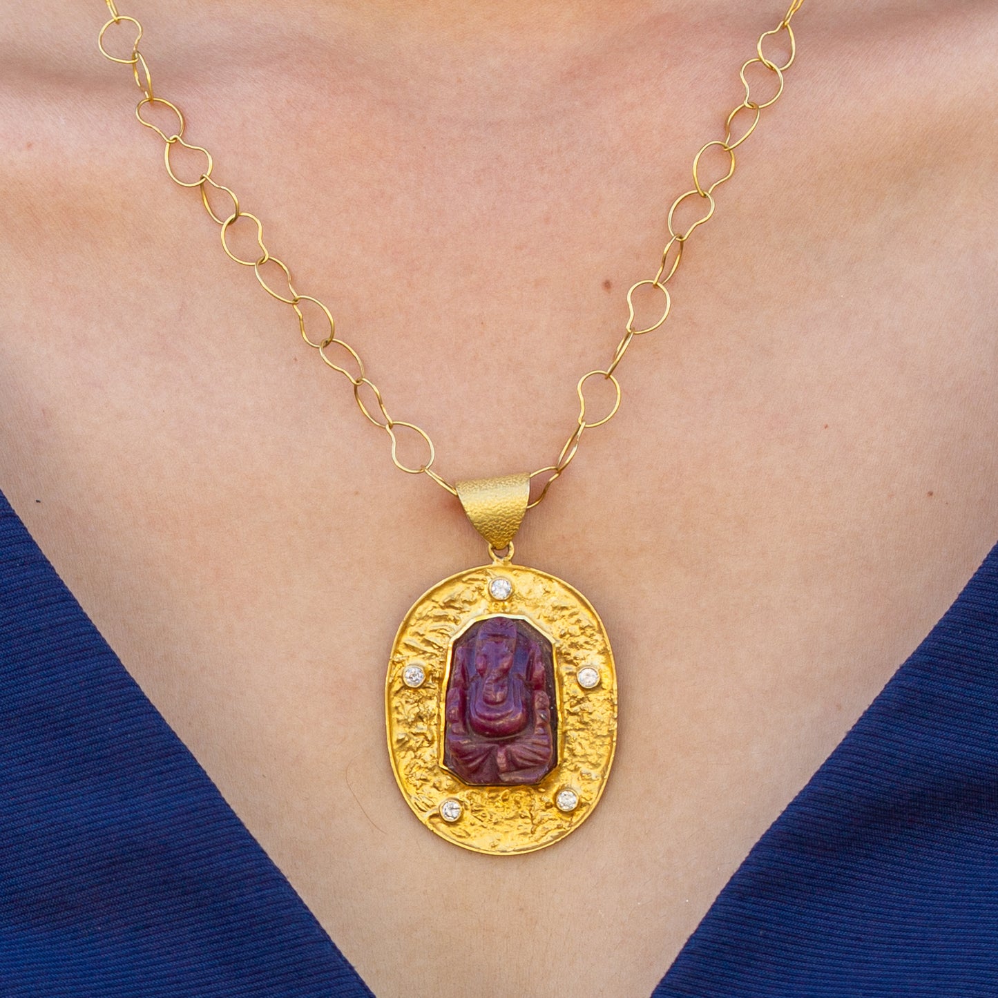 Ganesh Ruby Diamond Pendant