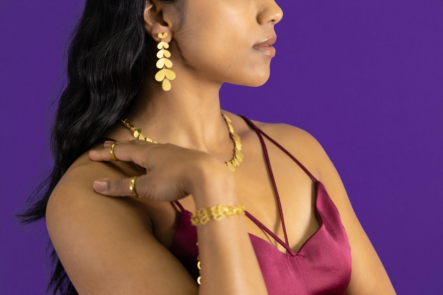 Delicate Gold Leaves Mala