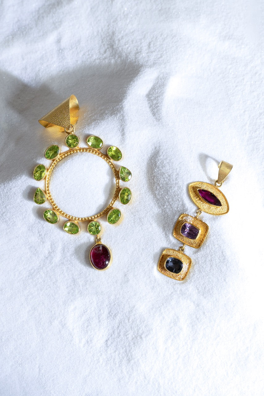 Spinel & Ruby Drop Pendant