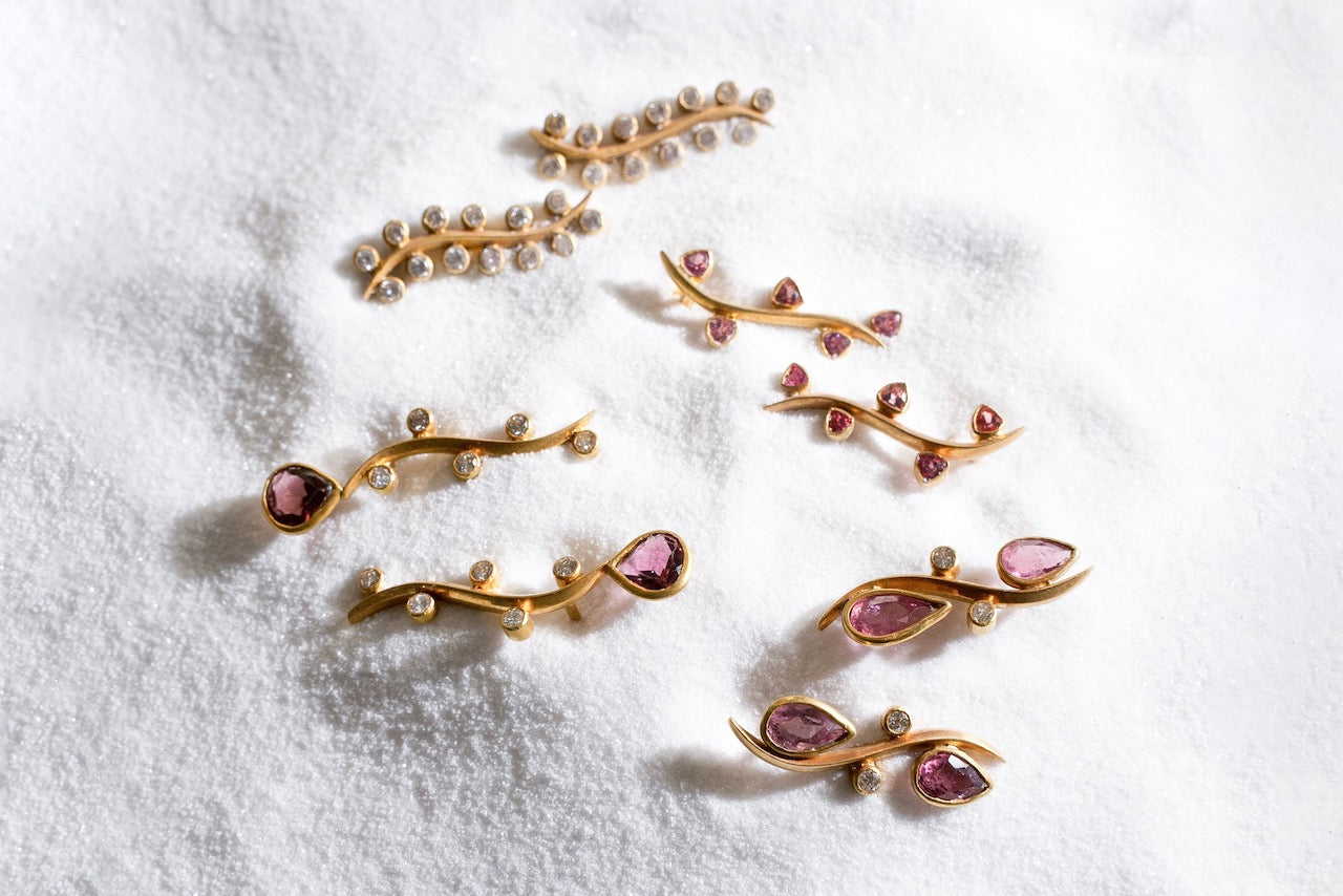 Tourmaline Leaf Ear Climber