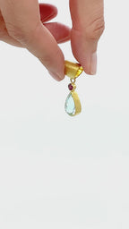 Aquamarine Pear & Ruby Pendant
