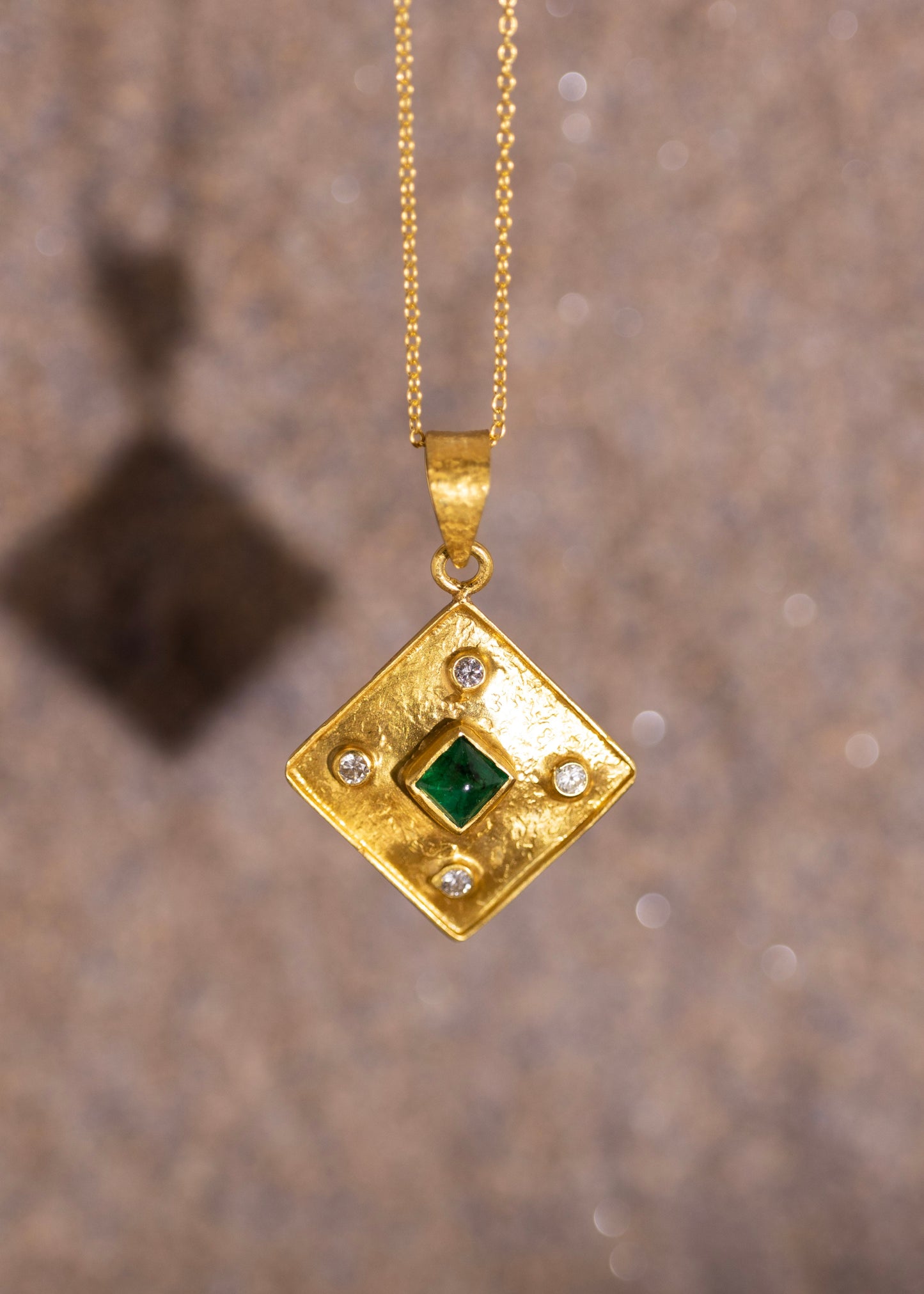 Square Emerald Diamond Pendant