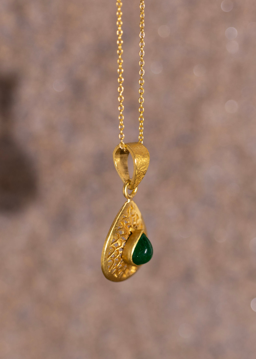 Teardrop Emerald Waves Pendant