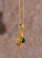 Teardrop Emerald Waves Pendant