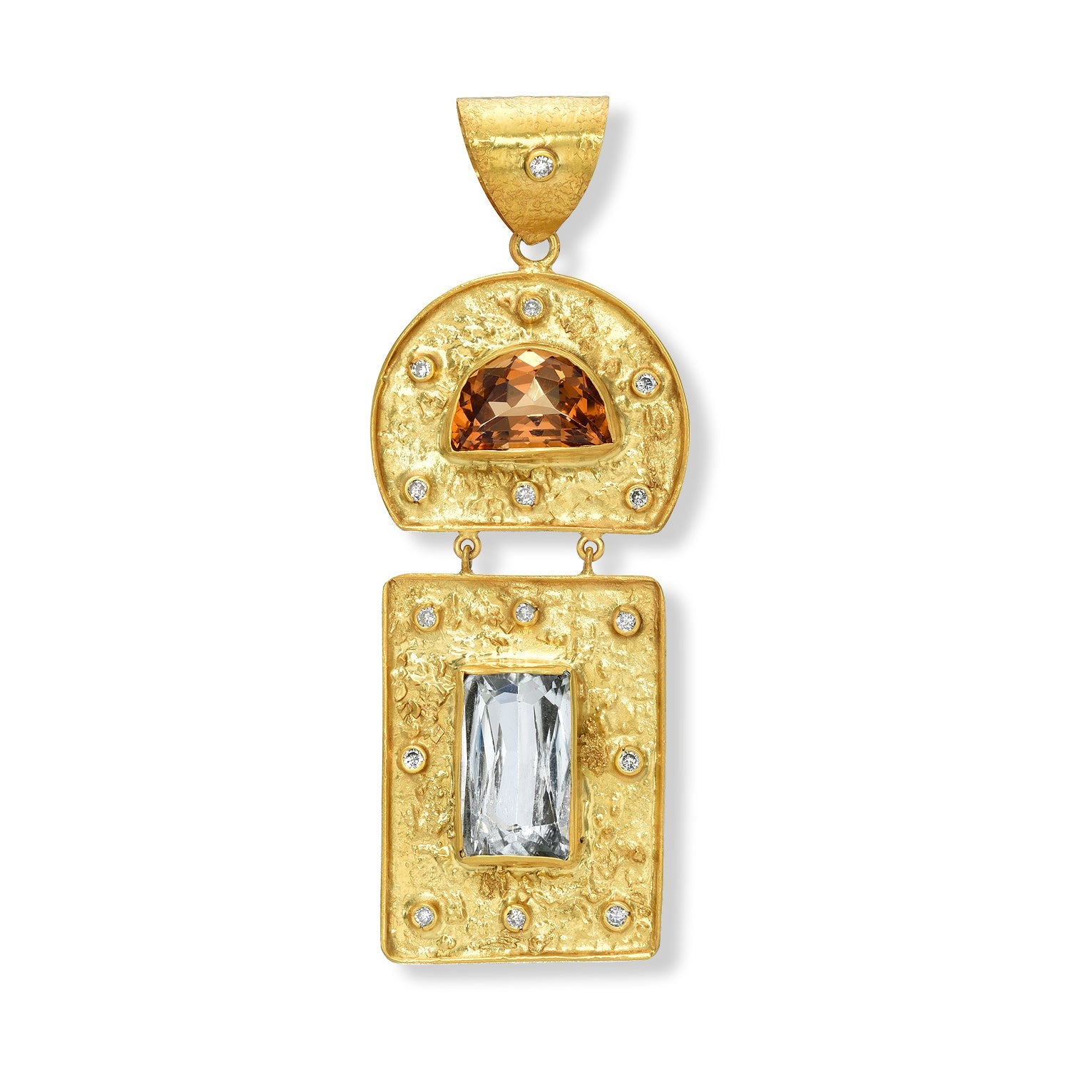 Halfmoon Imperial Topaz & Aquamarine Pendant