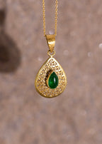 Teardrop Emerald Waves Pendant