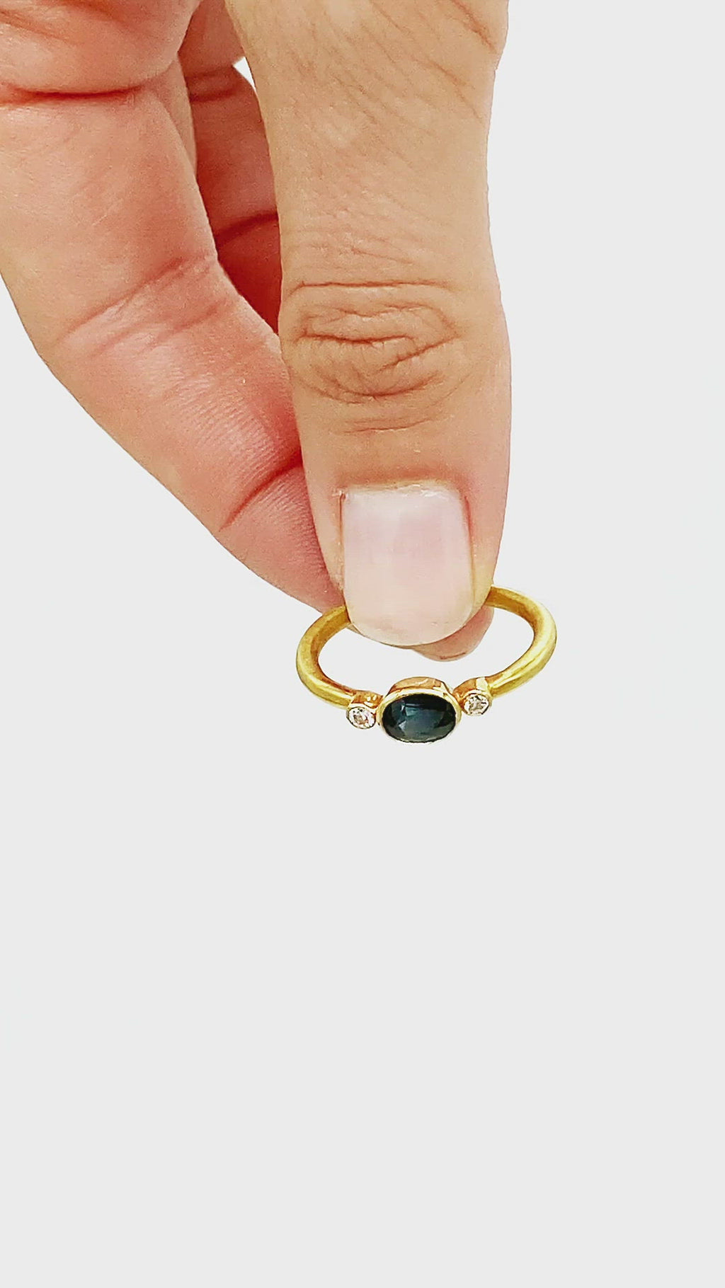 Blue Sapphire & Diamond Ring