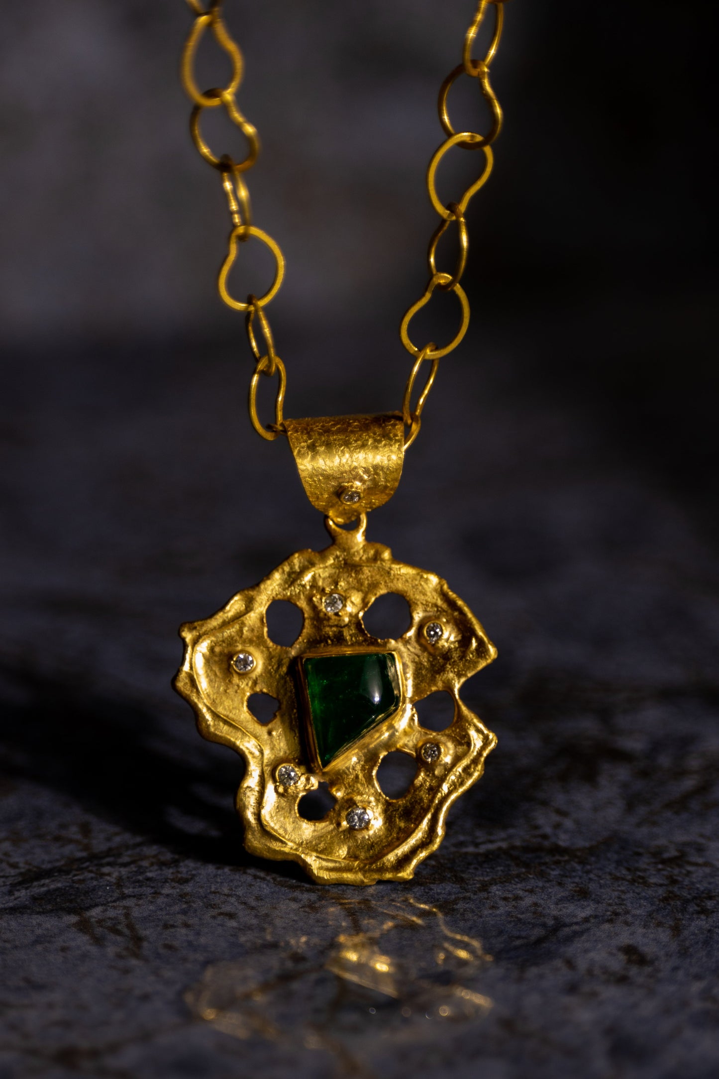 Abstract Emerald Cabochon Pendant