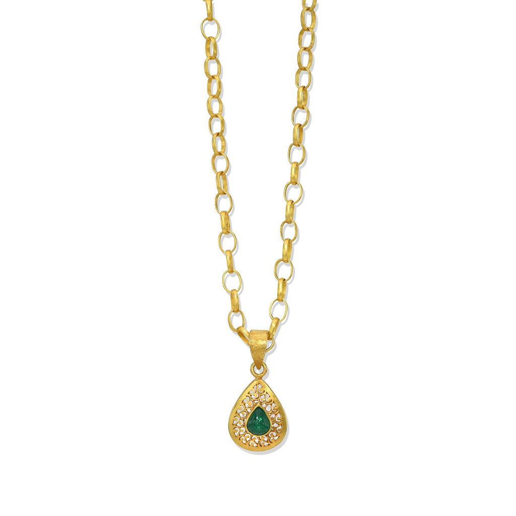 Teardrop Emerald Waves Pendant
