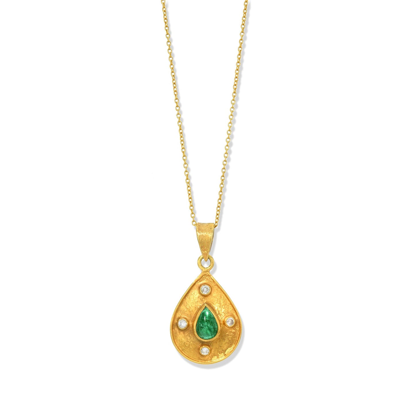 Teardrop Emerald Diamond Pendant