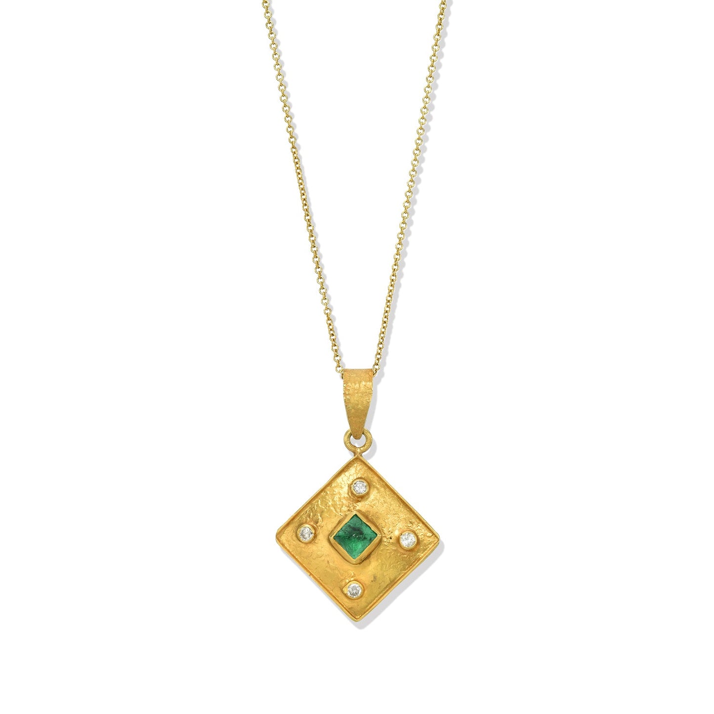 Square Emerald Diamond Pendant