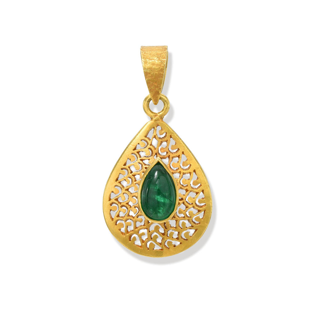 Teardrop Emerald Waves Pendant