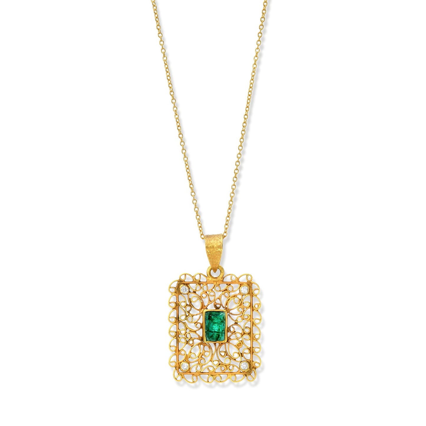 Rectangular Emerald Cab Pendant