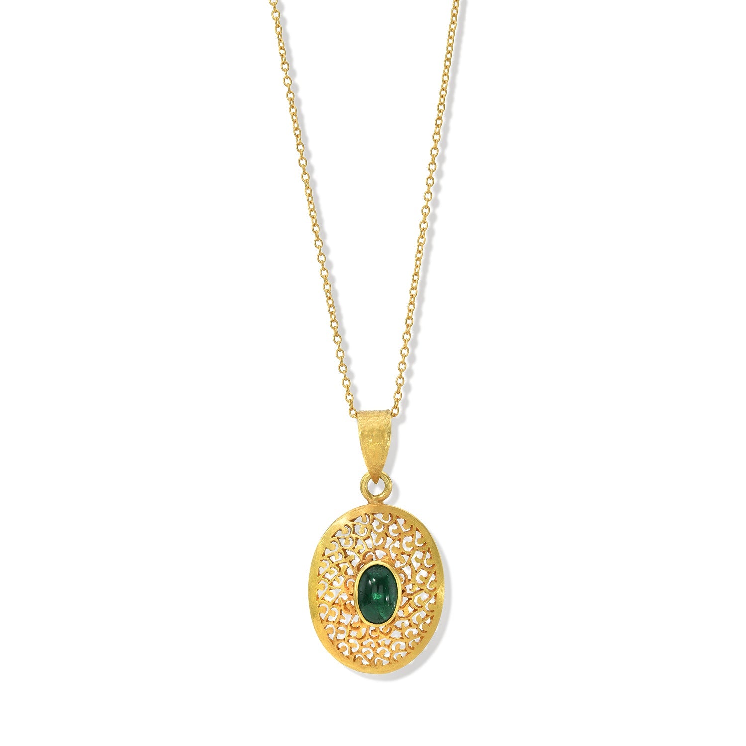 Oval Emerald Cab Pendant