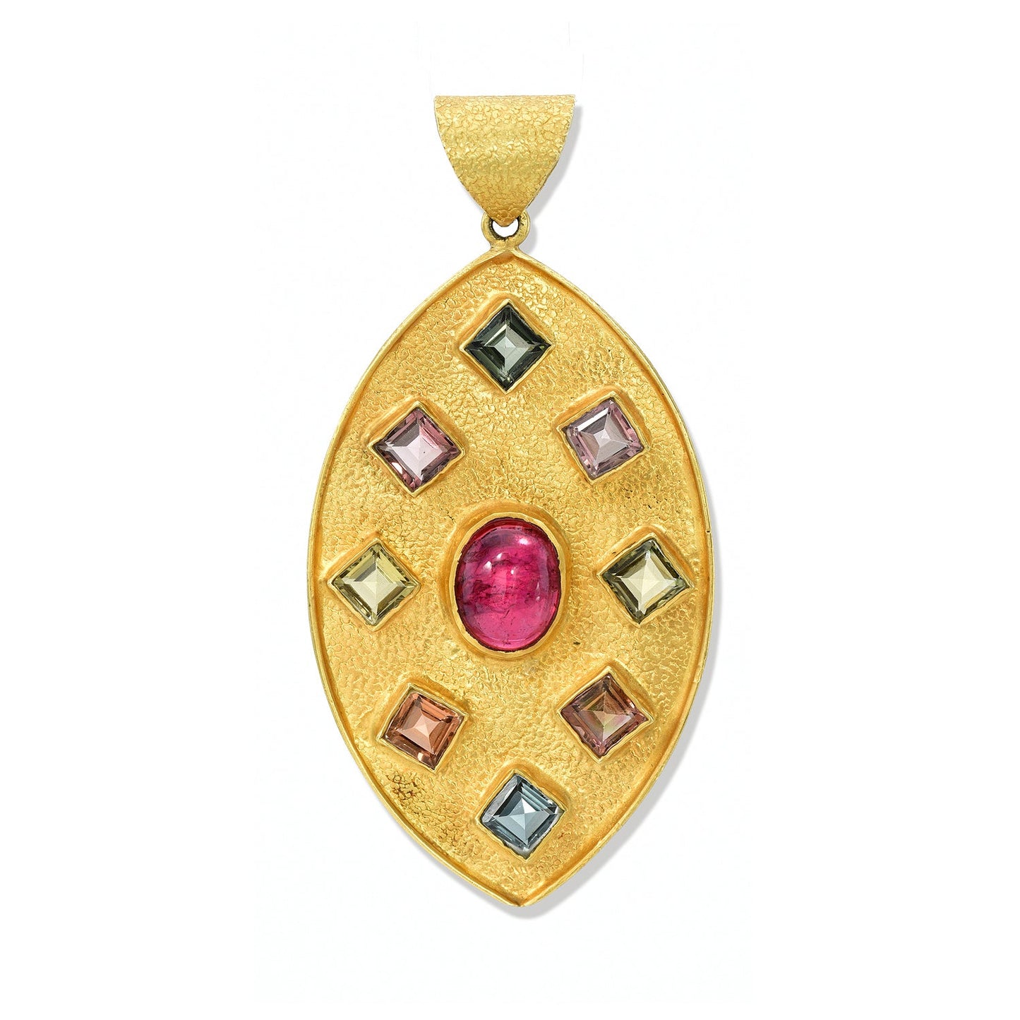 Tourmaline Cabachon & Asscher Cut Pendant