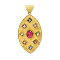 Tourmaline Cabachon & Asscher Cut Pendant