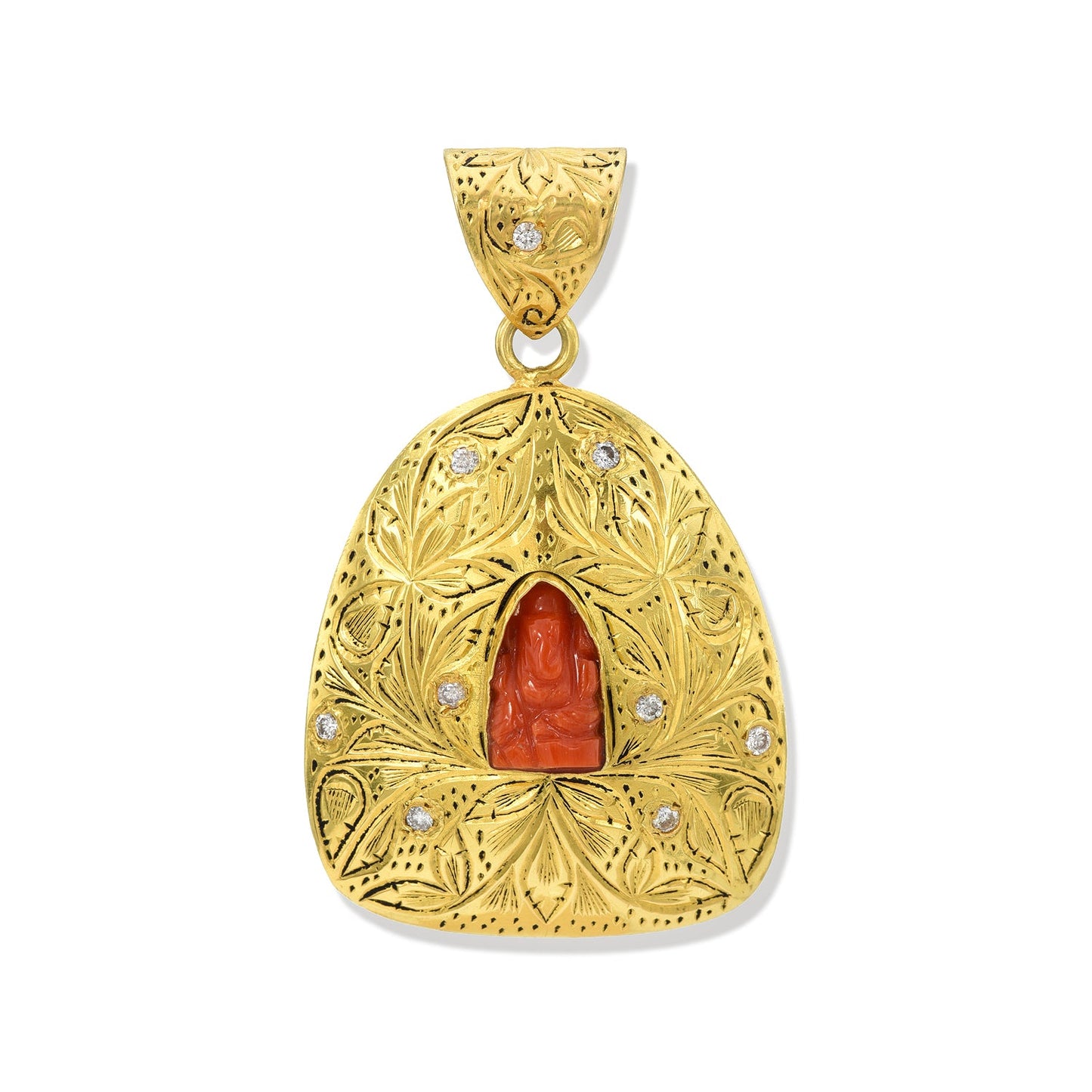 Coral Ganesh Pendant