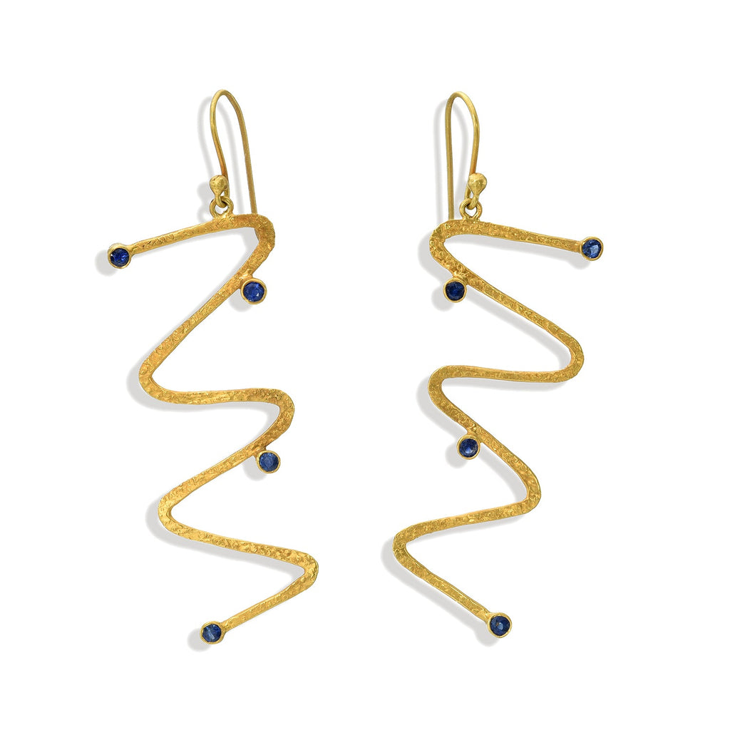 Sapphire Squiggly Earrings