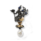 Kyanite, Bone & Pearl Pendant / Brooch