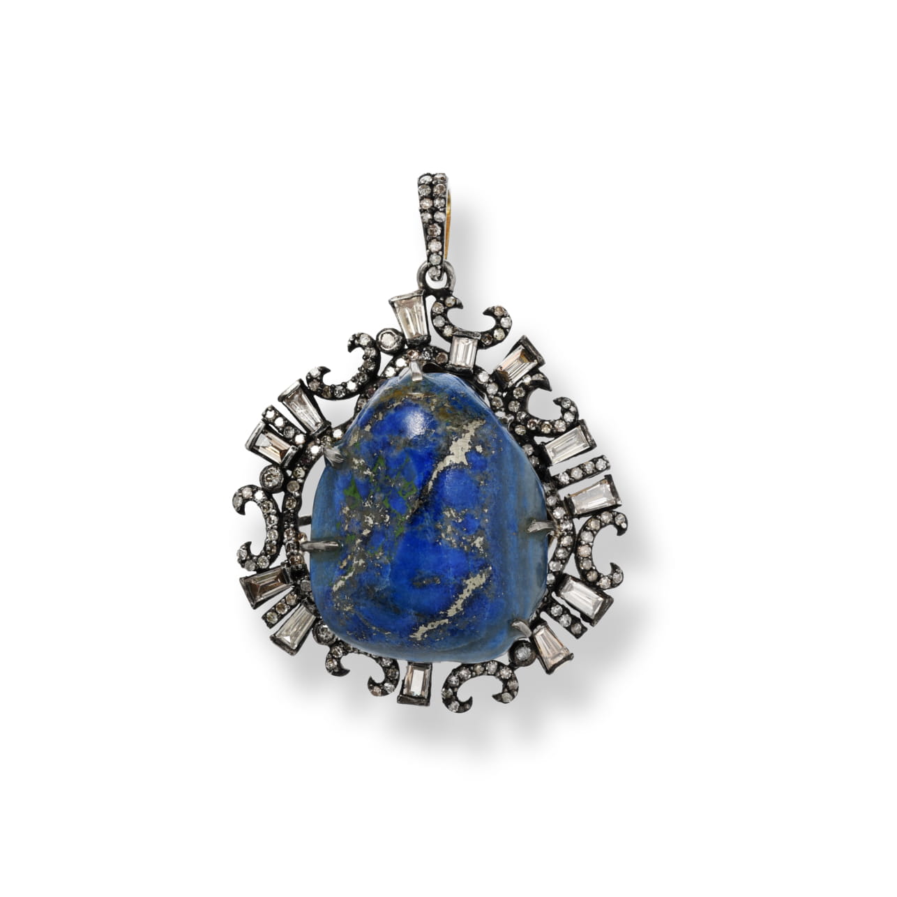 Natural Lapis & Diamond Pendant