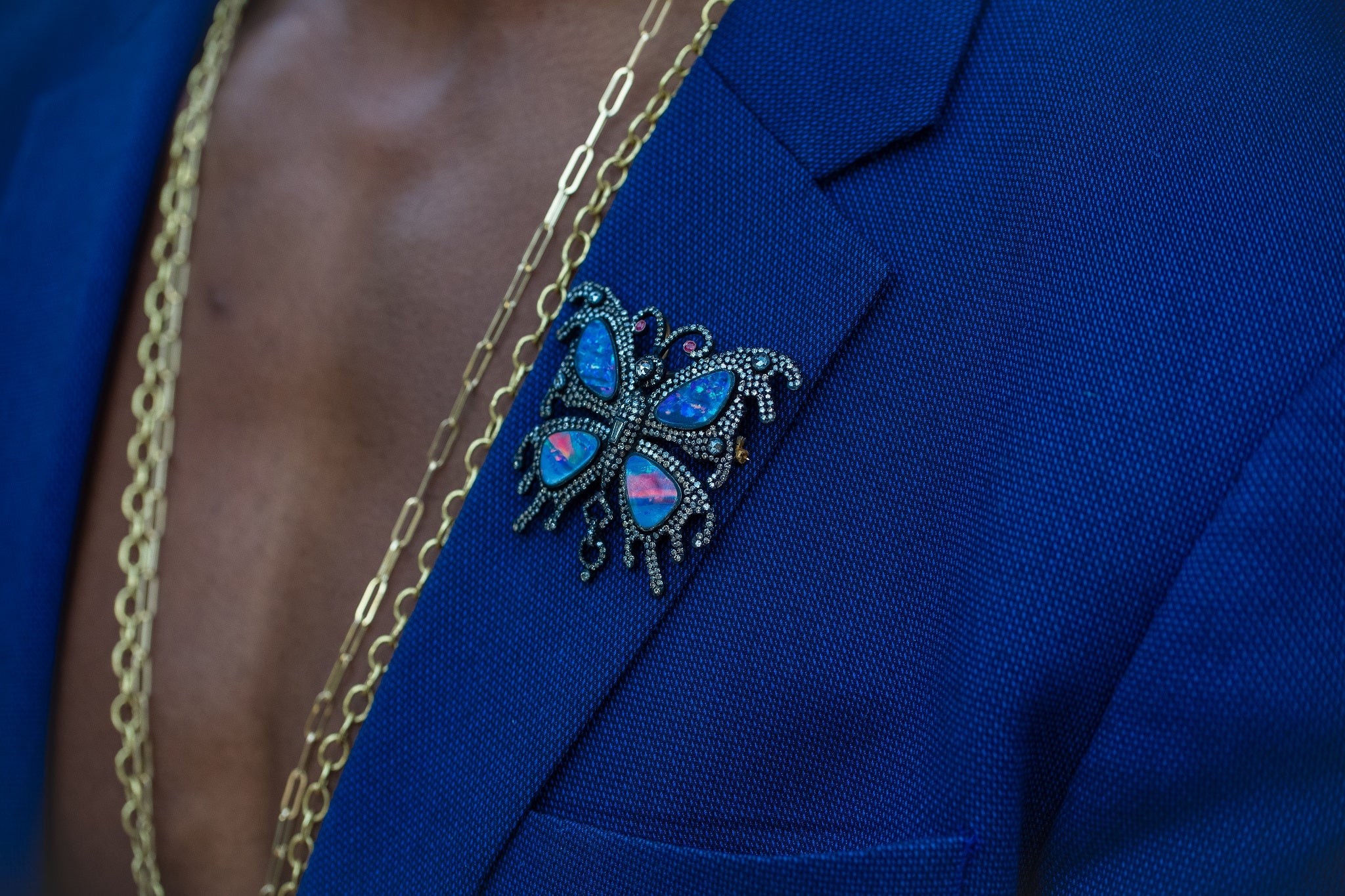 Butterfly Opal & Diamond Pendant / Brooch