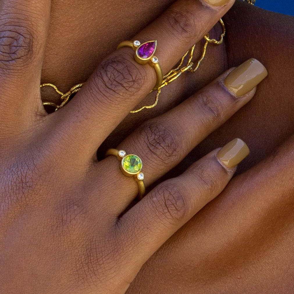 Peridot & Diamond Ring