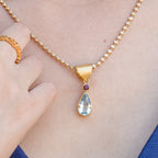 Aquamarine Pear & Ruby Pendant