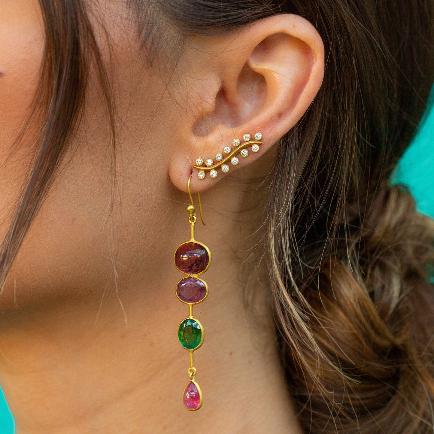 Tourmaline Long Drop Earrings