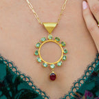 Circle of Protection Peridot & Tourmaline Circle Pendant