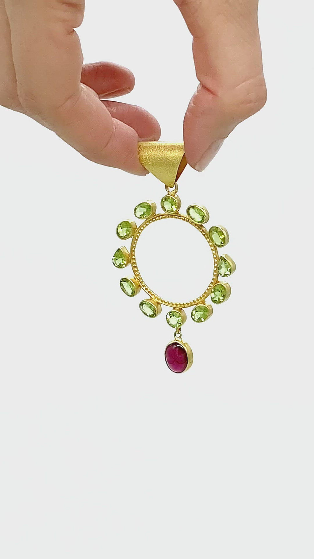 Circle of Protection Peridot & Tourmaline Circle Pendant
