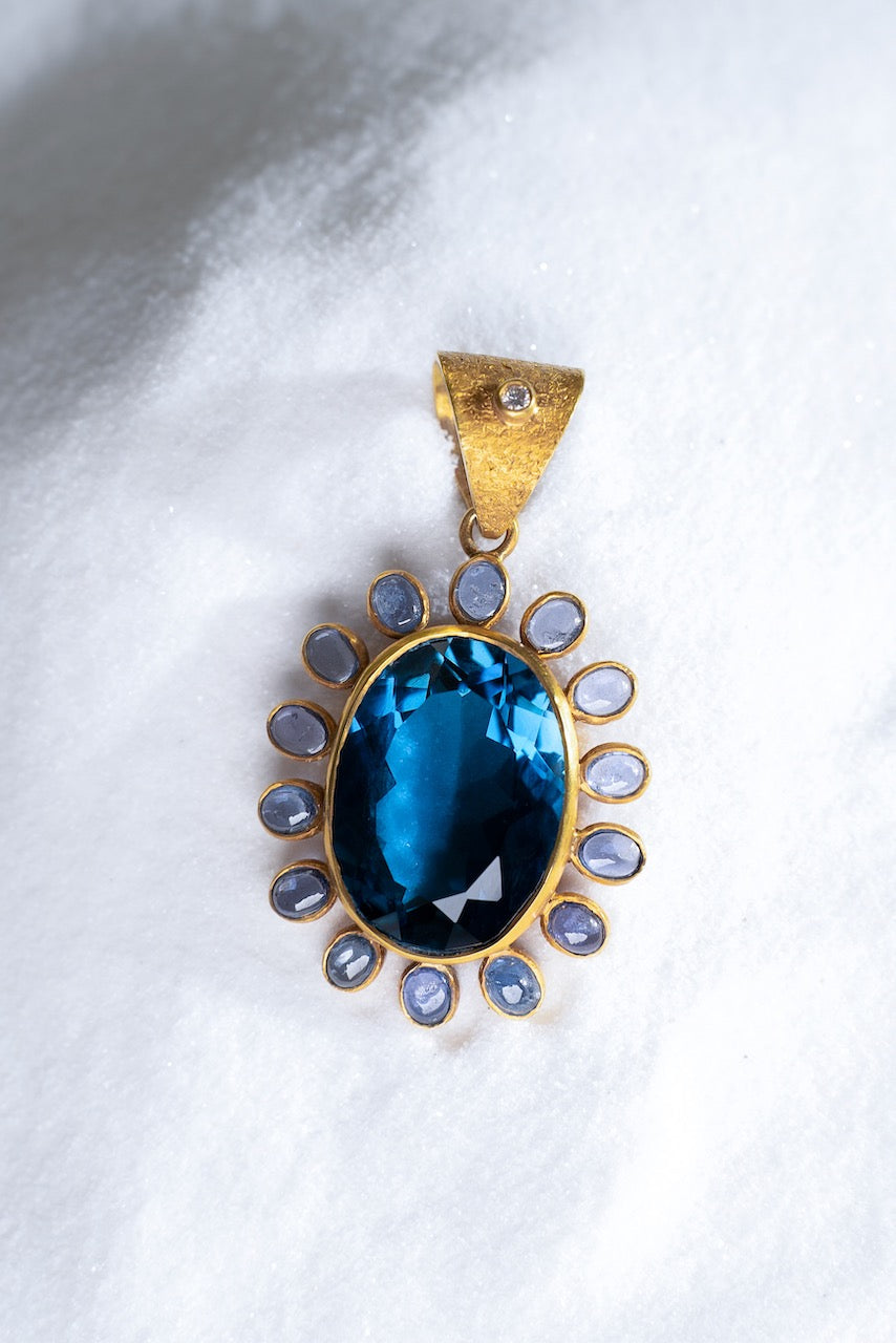 London Topaz & Yogo Sapphire Pendant