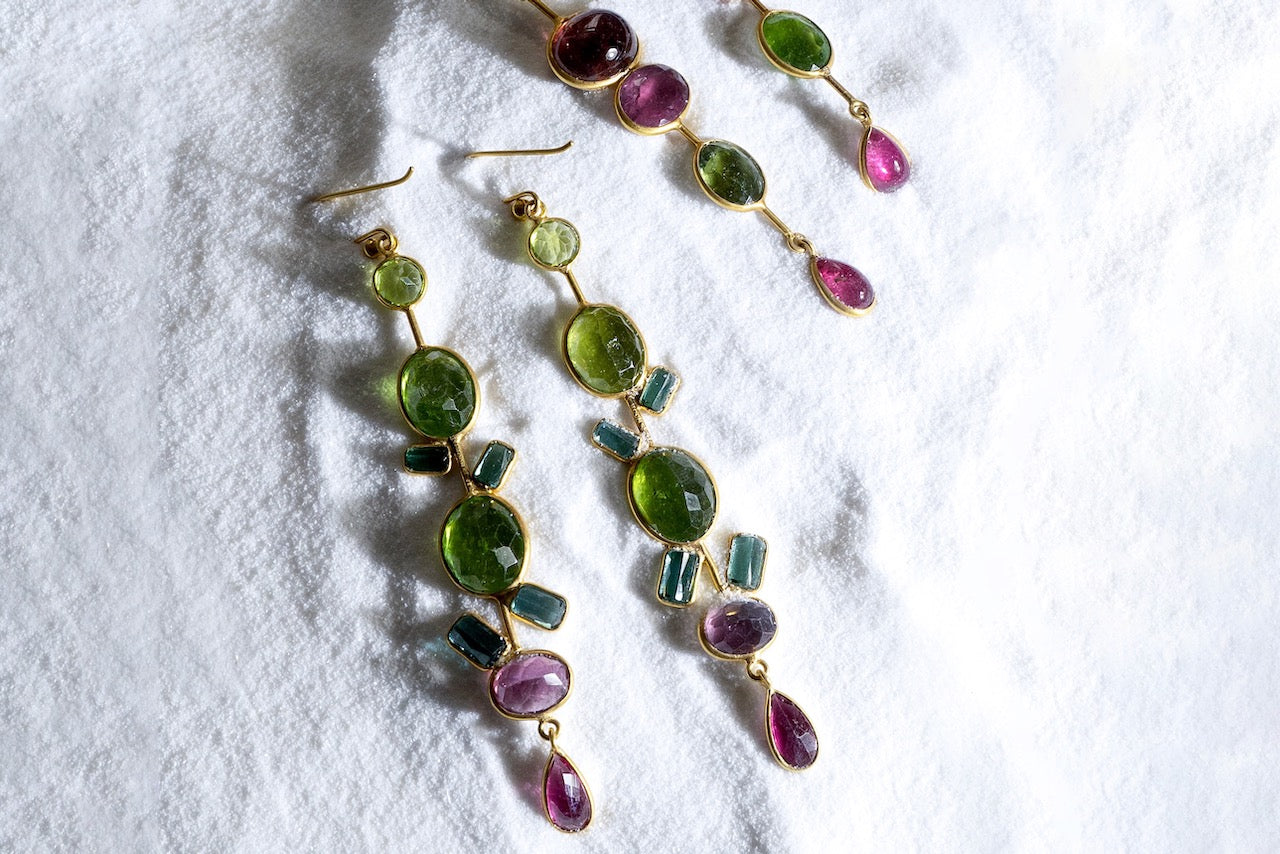 Tourmaline Long Drop Earrings